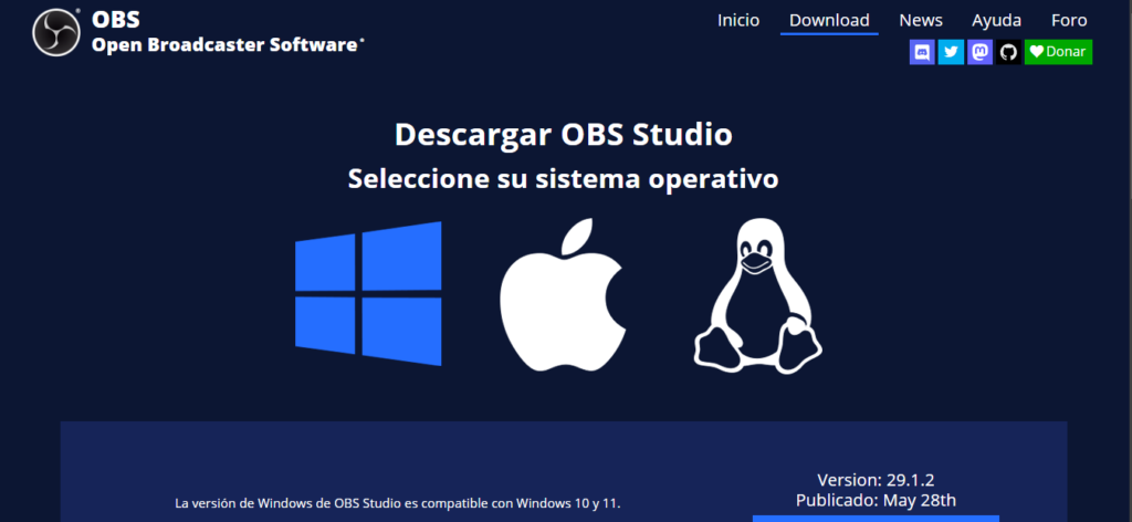 OBS Studio grabar pantalla windows 10