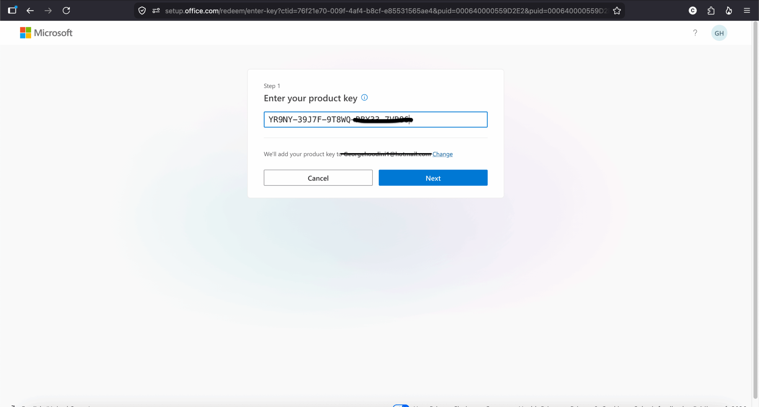 Enter your product key