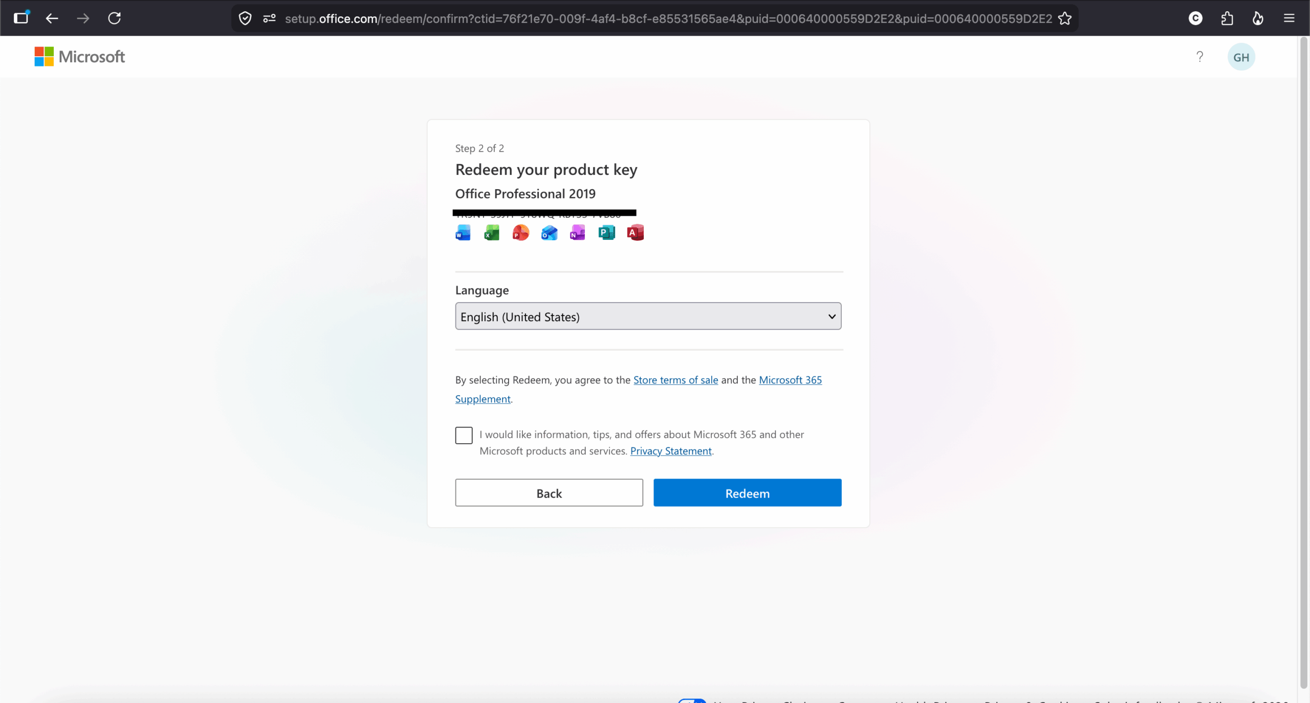 Redeem your product key